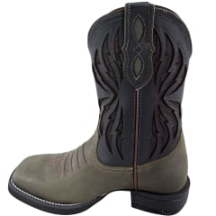 Bota Texana Masculina Vimar Bico Quadrado Couro Crazy Horse/Fossil Mustang Preto 002 F-Ref:S1410