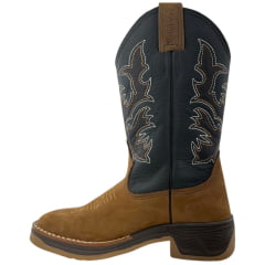 Bota Texana Masculina  Achete Caramelo Cano Preto Com Bordado Marrom
