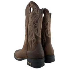 Bota Texana Masculina Anatomic Gel Bico Quadrado Couro Bull Skin Havana/Mustang Tabaco - Ref:9797