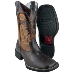 Bota Texana Masculina Big Bull Bico Quadrado Fóssil Marrom 530C