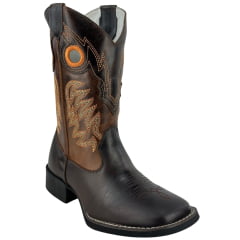 Bota Texana Masculina Big Bull Bico Quadrado Fóssil Marrom 530C