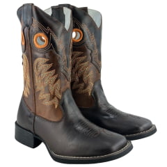 Bota Texana Masculina Big Bull Bico Quadrado Fóssil Marrom 530C