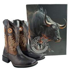 Bota Texana Masculina Big Bull Bico Quadrado Fóssil Marrom 530C
