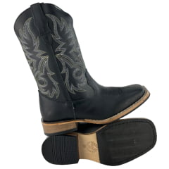 Bota Texana Masculina Big Bull Bico Quadrado Fossil Preto Bordada 508A - Ref:906