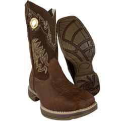 Bota Texana Masculina Big Bull Bico Quadrado Couro Canguru/Bufalino Castor REF:900-530A Bota Texana Masculina Big Bull Bico Quadrado Couro Canguru/Bufalino Castor REF:900-530A