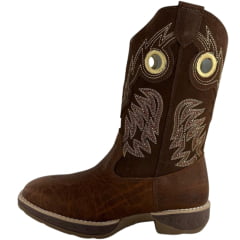 Bota Texana Masculina Big Bull Bico Quadrado Couro Canguru/Bufalino Castor REF:900-530A