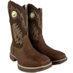 Bota Texana Masculina Big Bull Bico Quadrado Couro Canguru/Bufalino Castor REF:900-530A