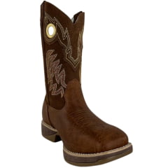 Bota Texana Masculina Big Bull Bico Quadrado Couro Canguru/Bufalino Castor REF:900-530A
