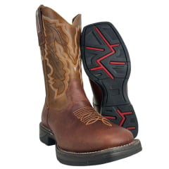 Bota Texana Masculina Big Bull Boots Bico Quadrado Couro Fóssil Cela Mostarda Cano Bordado E Florão Laranja Ref:900-322E Bota Texana Masculina Big Bull Boots Bico Quadrado Couro Fóssil Cela Mostarda Cano Bordado E Florão Laranja Ref:900-322E