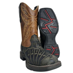 Bota Texana Masculina Big Bull Boots Bico Quadrado Couro Fóssil Preto Mostarda Cano Bordado Ref:900-327 Cassino Bota Texana Masculina Big Bull Boots Bico Quadrado Couro Fóssil Preto Mostarda Cano Bordado Ref:900-327 Cassino