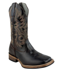 Bota Texana Masculina Big Bull Boots Bico Quadrado Fóssil Marrom Bordada 508D - Ref:906