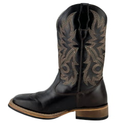 Bota Texana Masculina Big Bull Boots Bico Quadrado Fóssil Marrom Bordada 508D - Ref:906
