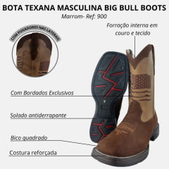 Bota Texana Masculina Big Bull Buffa Castor Stats Ref: 900