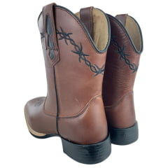 Bota Texana Masculina Caminhos Da Roça Bico Quadrado Couro Fóssil Cela Bordado Arame Ref: KA97-1