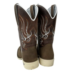 Bota Texana Masculina Capelli Boots Bico Quadrado Couro Rato Café/Branco Solado Texas Branco R.8076