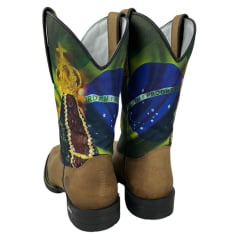 Bota Texana Masculina Capelli Boots Bico Quadrado Couro Tabaco/Aparecida/Bandeira Texas R.8074