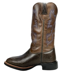 Bota Texana Masculina Classic Bico Quadrado Couro Montana Calvert/ Café Azul Sola Preto/Azul Ref:2909