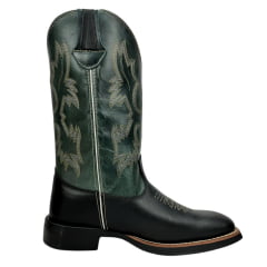 Bota Texana Masculina Classic Bico Quadrado Couro Preto/Azul Ref: 2909