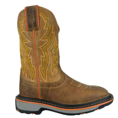 Bota Texana Masculina Durango Couro Caramelo Bordado Amarelo Laranja Ref:2225301022WKP