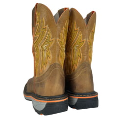 Bota Texana Masculina Durango Couro Caramelo Bordado Amarelo Laranja Ref:2225301022WKP