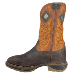 Bota Texana Masculina Durango Couro Marrom Med Dog Terra Bordado Laranja Ref:2123302168CJX