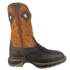 Bota Texana Masculina Durango Couro Marrom Med Dog Terra Bordado Laranja Ref:2123302168CJX