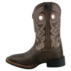 Bota Texana Masculina Durango Kit Flex Couro Marrom Cano Bordado Em Cru E Marrom