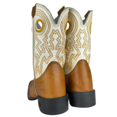 Bota Texana Masculina Durango Bico Quadrado Canela Marrom Cano Branco Laranja