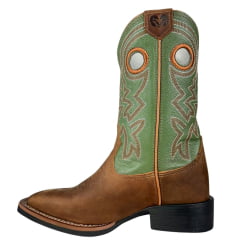Bota Texana Masculina Durango Bico Quadrado Cano Verde Bordado