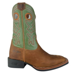 Bota Texana Masculina Durango Bico Quadrado Cano Verde Bordado