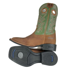 Bota Texana Masculina Durango Bico Quadrado Cano Verde Bordado