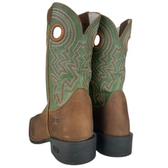Bota Texana Masculina Durango Bico Quadrado Cano Verde Bordado