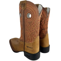 Bota Texana Masculina Durango Bico Quadrado Caramelo Cano Médio Bordado Solado Flex