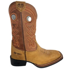 Bota Texana Masculina Durango Bico Quadrado Caramelo Cano Médio Bordado Solado Flex