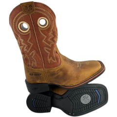 Bota Texana Masculina Durango Caramelo Cano Bordado Amarelo