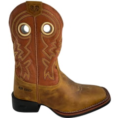 Bota Texana Masculina Durango Caramelo Cano Bordado Amarelo