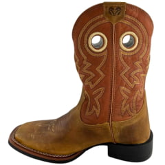 Bota Texana Masculina Durango Caramelo Cano Bordado Amarelo