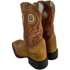 Bota Texana Masculina Durango Caramelo Cano Bordado Amarelo