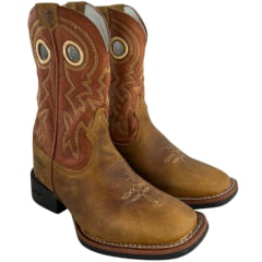 Bota Texana Masculina Durango Caramelo Cano Bordado Amarelo