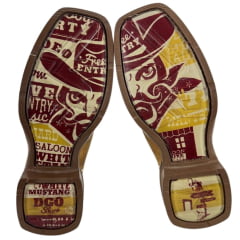 Bota Texana Masculina Durango Caramelo Solado Desenhado Saloon White Mustang