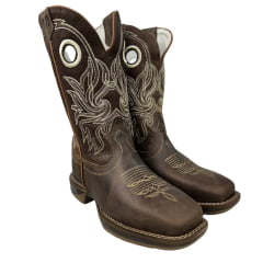 Bota Texana Masculina Durango Couro Med Dog Café Com Bordado Cru Bico Quadrado Diamond Jumpx REF: 2123202130DJX