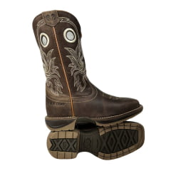 Bota Texana Masculina Durango Couro Med Dog Café Com Bordado Cru Bico Quadrado Diamond Jumpx REF: 2123202130DJX