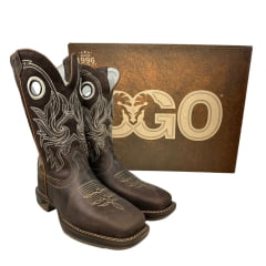 Bota Texana Masculina Durango Couro Med Dog Café Com Bordado Cru Bico Quadrado Diamond Jumpx REF: 2123202130DJX