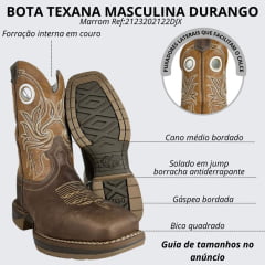 Bota Texana Masculina Durango Couro Med Dog Marrom/Bronze Solado Diamond Jump Ref 2123202122DJX