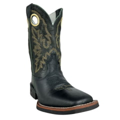 Bota Texana Masculina Durango Couro Preto Cano Bordado Solado Cost Gel Preto Ref 120225G2P