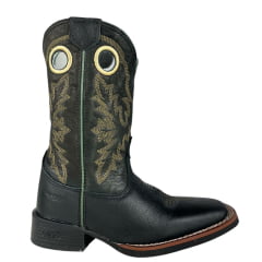 Bota Texana Masculina Durango Couro Preto Cano Bordado Solado Cost Gel Preto Ref 120225G2P