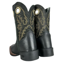 Bota Texana Masculina Durango Couro Preto Cano Bordado Solado Cost Gel Preto Ref 120225G2P