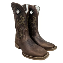 Bota Texana Masculina Durango Couro Prime Med Dog 2 Bico Quadrado Cost Gel REF: 1220242121G2L