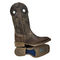 Bota Texana Masculina Durango Couro Prime Med Dog 2 Bico Quadrado Cost Gel REF: 1220242121G2L