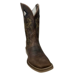 Bota Texana Masculina Durango Couro Prime Med Dog 2 Bico Quadrado Cost Gel REF: 1220242121G2L